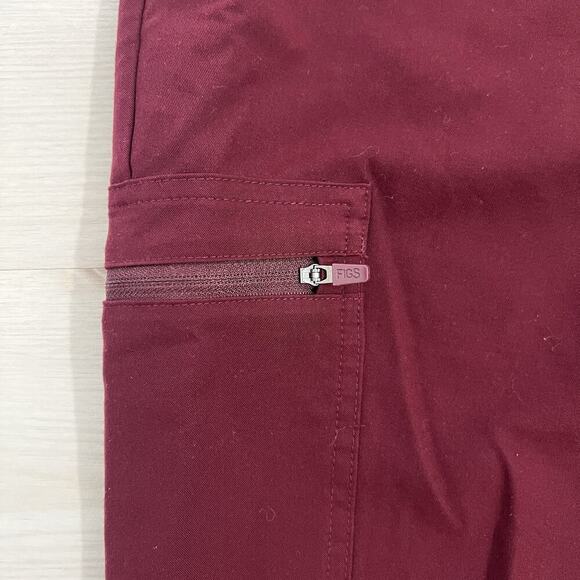Figs Women's Drawstring Waist Zamora Jogger Scrub Pant Size Large Burgundy - Picture 2 of 14
